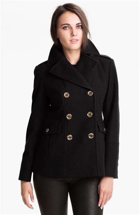 double-breasted wool blend peacoat michael kors|Michael Kors wool blend.